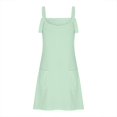 thumbnail image 4 of Femmes Robes d'Été Casual Solide Couleur Poches Bretelles Courte Mini Robe, 4 of 6