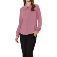 thumbnail image 4 of INSPIRE CHIC Women's Sweet Ruffle Peter Pan Collar Button up Work Shirts S Rose Pink, 4 of 7