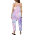 thumbnail image 3 of MIASHUI Girl's V-Neck Sleeveless Rompers Summer Tie Dye Casual Jumpsuit with Pockets,Light Purple,5-6 Years, 3 of 5
