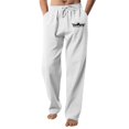 thumbnail image 1 of WEAIXIMIUNG Winter Overalls Men Men's Figure Flattering Linen Pants Fashionable Pure Color Casual Flat Front Work Pants, 1 of 9