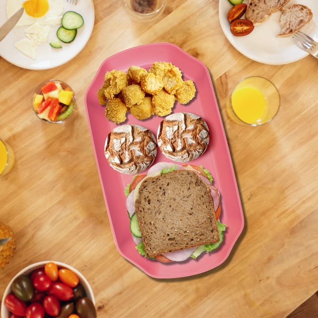 Uscallm Octagonal Plastic Tray Anti-Slip Restaurant-Grade Serving Tray For Burgers Fast Food Cafeterias Home Kitchen Commercial Use Durable Dishwasher Safe