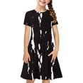 thumbnail image 2 of Liquidation Aujourd'hui Iumwxz Robe Décontractée Trapèze Robe Tunique pour Adolescentes Robe Col Rond Imprimé à Rayures Manches Courtes Robes pour Adolescentes Robe Confortable pour Aller à l'École 4-14 Ans, 2 of 7