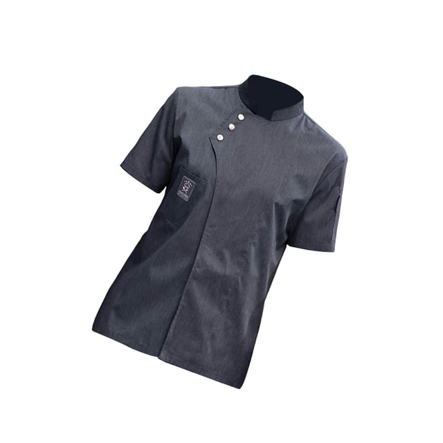 Chef Jacket Short Sleeve Cooking Clothes Simple Chef Coat Workwear Chefs Cooking for Restaurant Gray XXXL