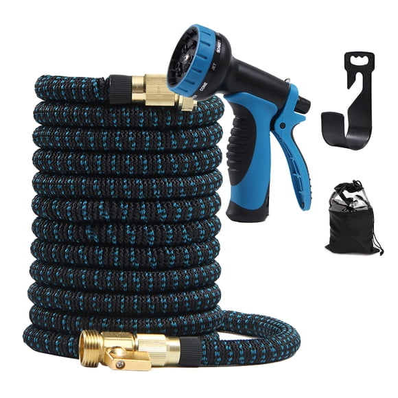 15m Set 50ft Packaging Size: 35x25x8cm Garden Telescopic Water Pipe Set High-pressure Car Washing Water Watering Flowers Gardening Water Pipe 10-function Nozzle 15m Material: TPE