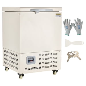 KFFKFF Ultra Congélateur à basse température, 58 L, −40℉ à −123℉ Gamme de temps réglable, avec rouleaux et affichage numérique, 304 Liner en acier inoxydable