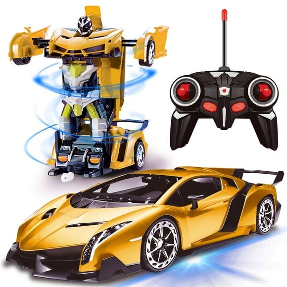HLONK Remote Control Transform Car Robot Toy 2.4Ghz 1 18 Rechargeable 360°Rotating Stunt Race Car Toys for Kids Boys Girls Age 8 9 10 11 Year Old Toy Gifts(Blue Police Car)