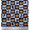 thumbnail image 1 of Soimoi Poly Georgette Fabric Pumpkin,Cat & Bat Halloween Print Fabric by Yard 42 Inch Wide, 1 of 3