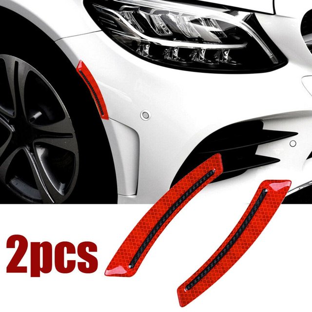 Lefu 2pcs Rouge Voiture Roue Sourcils Autocollants Réfléchissants Autocollants Bande de Fibre de Carbone