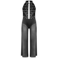 thumbnail image 2 of Oyolan One Piece Rompers Overall for Girls Rhinestones Dance Bodysuit Disco Party Wide Leg Pants Playsuit Black 16, 2 of 4
