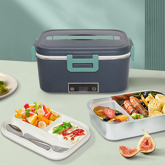 Danhjin Electric Lunch Boxes Hot Household Stainless Steel Lunch Box 1.8L Display Function Car Insulation Plug In Lunch Box Kitchen Appliances