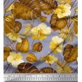 thumbnail image 1 of Soimoi Silk Fabric Floral & Leaves Tropical Decor Fabric Printed Yard 42 Inch Wide, 1 of 3