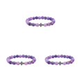thumbnail image 4 of relayinert Bracelets Croix Perlés Unisexes Apparence Exquise pour Amateurs de Mode Perles de Pierre Assorties Bracelets Violets Résistants à l'Humidité 3Set, 4 of 6