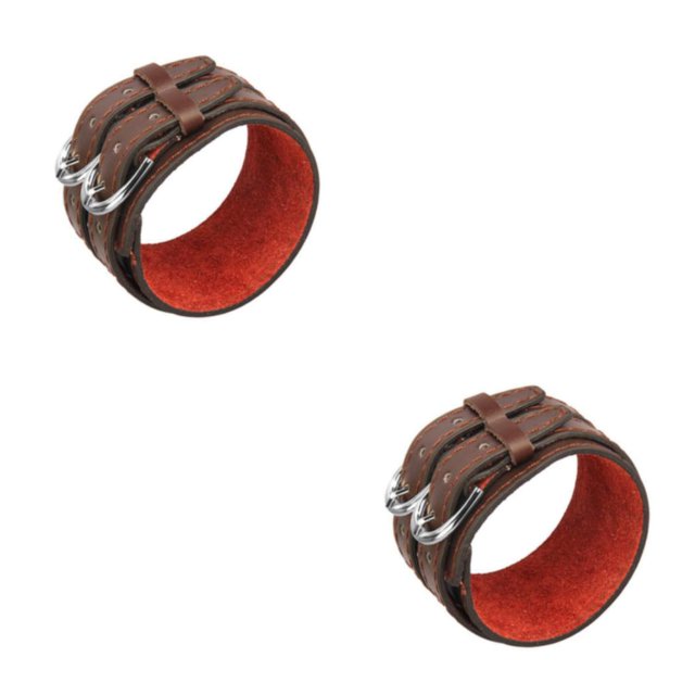Baohd Multi-color Double Tour PU Leather Wide Bracelet Cuff Men Accessory Coffee 2Set