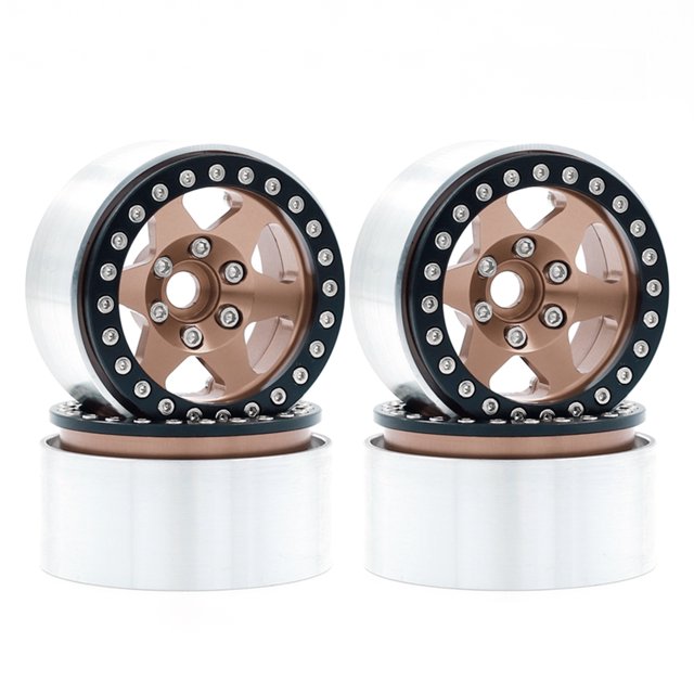 Moobody Aluminum Alloy Wheel Rim Beadlock Wheel Rims Hub 4pcs Replacement for 1/10 TRX4 Axial SCX10 90046 SCX10 III AXI03007 AXI03003 RC Car