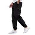 thumbnail image 1 of RXIRUCGD Men's Solid Color Pocket Work Pants Casual Leggings, Black, Size: S, 1 of 4