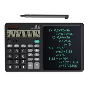 PEONAVET Calculatrice de bureau Calculatrice du bureau 12 Calculatrice de bureau à chiffres avec grand écriture manuelle LCD Notepad Solar Powered Standard Function Calculatrice pour Office School Home