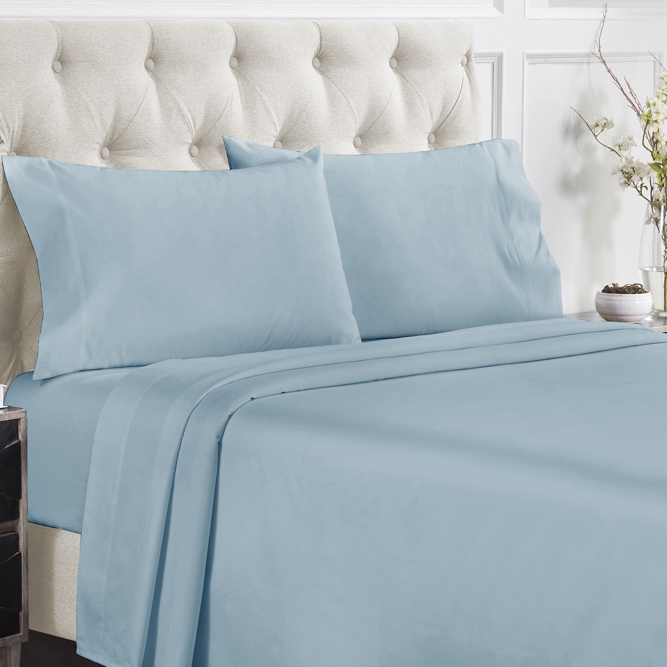 California Design Den Sheet Sets, Natural 100% Cotton Sheets, Soft Luxury 400 Thread Count Sateen Bedding Sheets Set, Deep Pocket Cooling Sheets