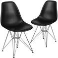 thumbnail image 1 of 2 pièces Chaise de la série Elon en plastique noir avec base chromée, 1 of 9