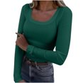 thumbnail image 1 of WRKEKC Blouse à Manches Longues pour Femmes, Couleur Unie, T-Shirt Décontracté à Col Rond pour Femmes, Tenue Quotidienne et de Bureau au Style Classique et Port Confortable, 1 of 7