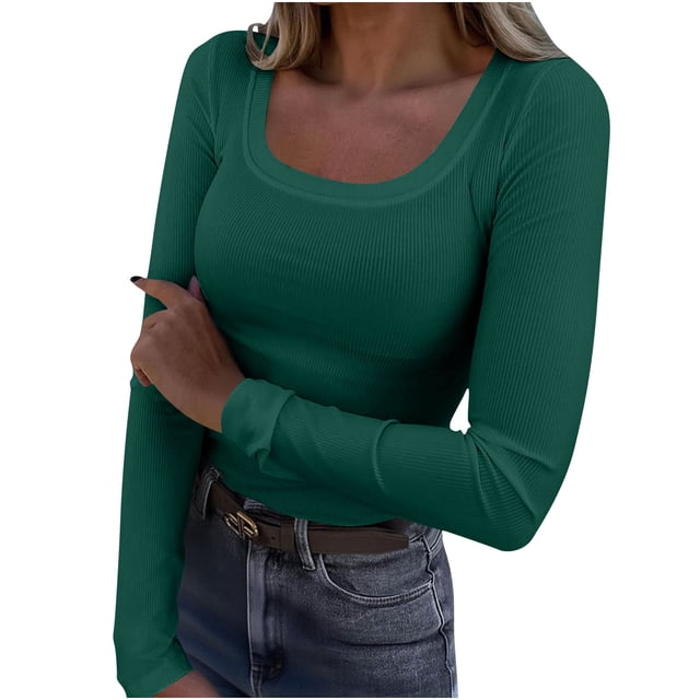 WRKEKC Blouse à Manches Longues pour Femmes, Couleur Unie, T-Shirt Décontracté à Col Rond pour Femmes, Tenue Quotidienne et de Bureau au Style Classique et Port Confortable