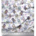 thumbnail image 1 of Soimoi Rayon Fabric Floral,Owl & Cow Cartoon Printed Fabric 1 Yard 42 Inch Wide, 1 of 3