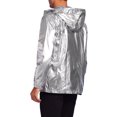 thumbnail image 3 of INSPIRE CHIC Metallic Jacket for Men's Sparkle Zipper Hooded Windbreaker Silver S, 3 of 5
