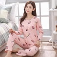 thumbnail image 2 of Printemps Automne Mignons Ensembles de Sommeil pour Femmes Col Rond Manches Longues et Pantalon Ensembles 2 Pcs Costume Décontracté Tenue d'Intérieur pour Dames Pyjama, 2 of 7