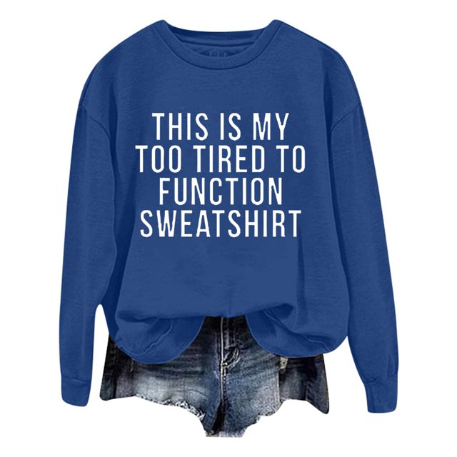 WEAIXIMIUNG Sweatshirts pour Femmes Mode Décontractée Couleur Unie Manches Longues Imprimé Lettre Col Rond Hoodie