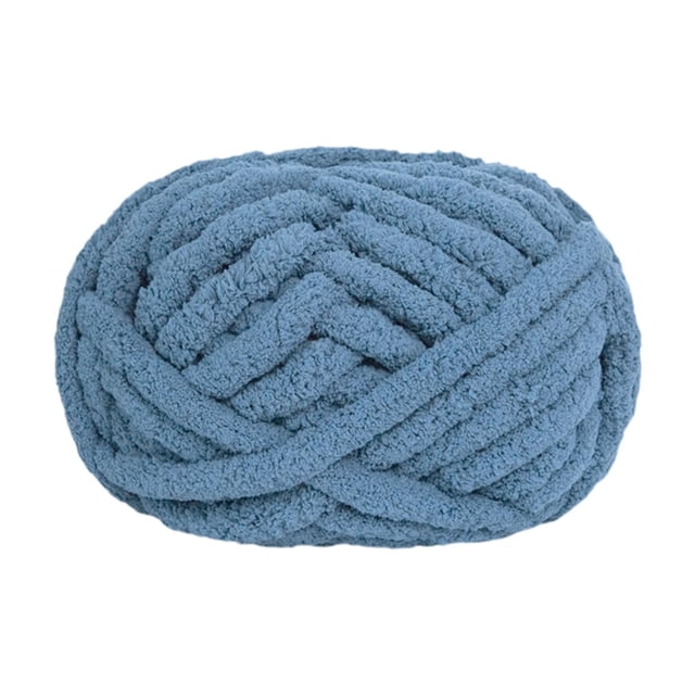 Tnarru Chunky Wool Yarn Jumbo Yarn in gray blue, crafted from soft polyester with a thick, textured design. Measuring 25.6 m (84 ft) in length and 2 cm (0.79 inch) in diameter, this bulky yarn is perfect for hand knitting and DIY projects such as blankets, pet beds, and decorative crafts. Ideal for beginners and craft enthusiasts.