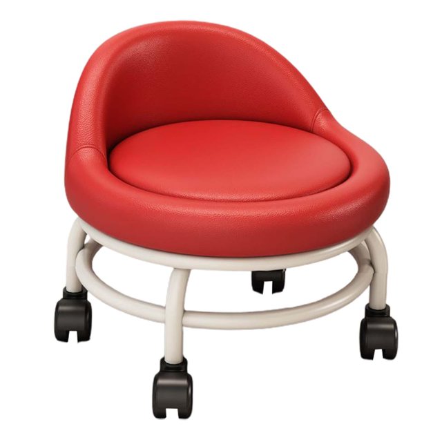 Abbracc Low Rolling Seat Pulley Stool Pedicure Stool Roller Seat Short Stool for Library red