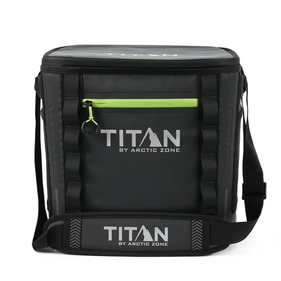 Titan by Arctic Zone 24 Can Welded Soft Cooler with Waterproof Exterior, Black & Green with 9 Quart Volume Capacity