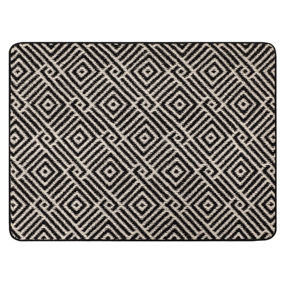 3-ft x 4-ft Hilltop Cream & Black Geometric Decorative Tufted Door Mat