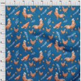 thumbnail image 4 of oneOone Cotton Silk Medium Blue Fabric Hen Craft Projects Decor Fabric Printed By The Yard 42 Inch Wide-HY, 4 of 5
