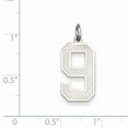 thumbnail image 2 of Sterling Silver Rhodium-plated Large Satin Number 9 Charm QPP09 (25mm x 11mm), 2 of 2