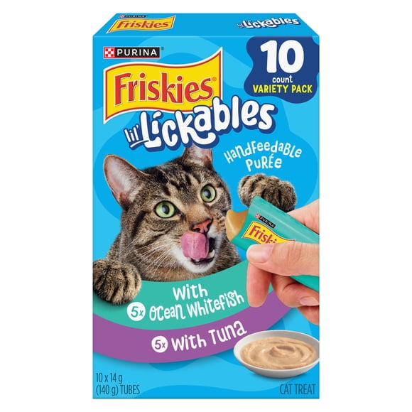 Purina Friskies Lil' Lickables Tuna & Ocean Whitefish Variety Pack, Cat Treats, 14 g x 10
