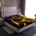 thumbnail image 4 of Erosebridal Abstract Ombre Sheet Set Queen, Futuristic Striped Bedding Sets Queen Size, Geometry Honeycomb Decor,, 4 of 7