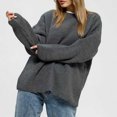 thumbnail image 4 of Timegard Chandails pour Femmes Automne Hiver Décontractés Col Rond Manches Longues Couleur Unie Tricotés Hauts Mode, 4 of 9