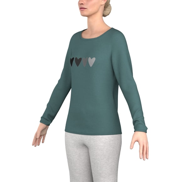 women's soft comfortable fashion long sleeve crew modal jersey with graphic print