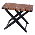 thumbnail image 1 of Beaumont Lane Mid in Century 24"W Wood & Leather Luggage Rack in Brown, 1 of 11