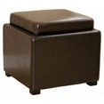 thumbnail image 1 of Bowery Hill Square Leather Storage Ottoman in Dark Brown, 1 of 1