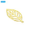 thumbnail image 3 of Unique Bargains Leaf Pendants, 80 Pack Metal Tree Leaf Beads Bulk Leaves Charm Mesh for Jewelry Making Style 3, Golden, 3 of 7
