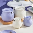 thumbnail image 3 of Qeeadeea/Solid Color Ceramic Sugar Bowl With Lid, Porcelain Sugar Pot With Spoon, Small Salt Pot, Storage Jar, For Coffee Bar, Restaurant-White-400ml, 3 of 7