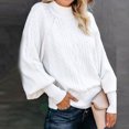 thumbnail image 2 of CEHVOM Femmes Uni Aguichant Uni Col Rond Décontracté Mi-Haut Tricot Torsadé Chandail Chandail Blouse, 2 of 7