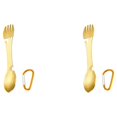 thumbnail image 3 of Maytalsory Stainless Steel Multifunctional Spork Integrated Meal Tableware Kitchen Gadgets for Outdoor Camping Picnic Gold 2Set, 3 of 6