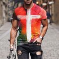 thumbnail image 2 of T-shirts pour Hommes Grande Taille, Paquet, T-Shirts pour Hommes de Rue Tendance Décontractés à Imprimé Croix, Col Rond, Manches Courtes, Chemises pour Hommes, Mode, Hauts d'Été, Liquidation en Liquidation (Jaune, 3TG), 2 of 5