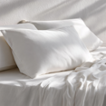 thumbnail image 2 of My Bed Linens TENCEL™-  Vegan Silk (Lyocell) 300 TC King Bed Sheet Set, White, Ultra Soft, Breathable, 2 of 10