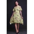 thumbnail image 4 of Bimba Beige Bird Print Flutter Sleeve Womens Party Tunic Cold Shoulder Midi Dress - X-Small, 4 of 6