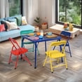 thumbnail image 1 of Homy Casa 5-Piece Kids Activity Dining Set, 24'' Foldable Square Table with 4 Padded Folding Chairs for Crafts, Snacks, Playroom, Multicolor, 1 of 7