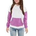 thumbnail image 2 of MeetoTime Sweat à Capuche pour Enfants Manches Longues Col Rond Patchwork Haut Extérieur pour Garçons Filles 4-14 Ans, 2 of 3