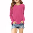 thumbnail image 1 of MeetoTime Girls Long Sleeve Tops Crewneck Solid Color Dressy Tunic Tops Children's Pullover Undershirt, 1 of 5